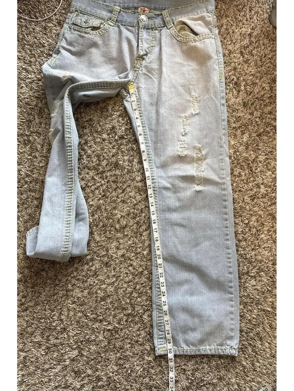 True Religion Billy Super T Denim Jeans Men’s Light Wash Distressed Size 34x30